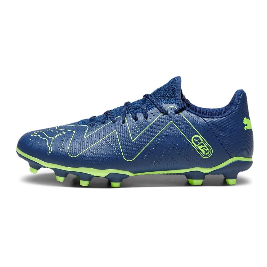 Puma Future Play Firm Ground Junior Football Boots Puma Persian Blue Pro Green (Navy Grey)
