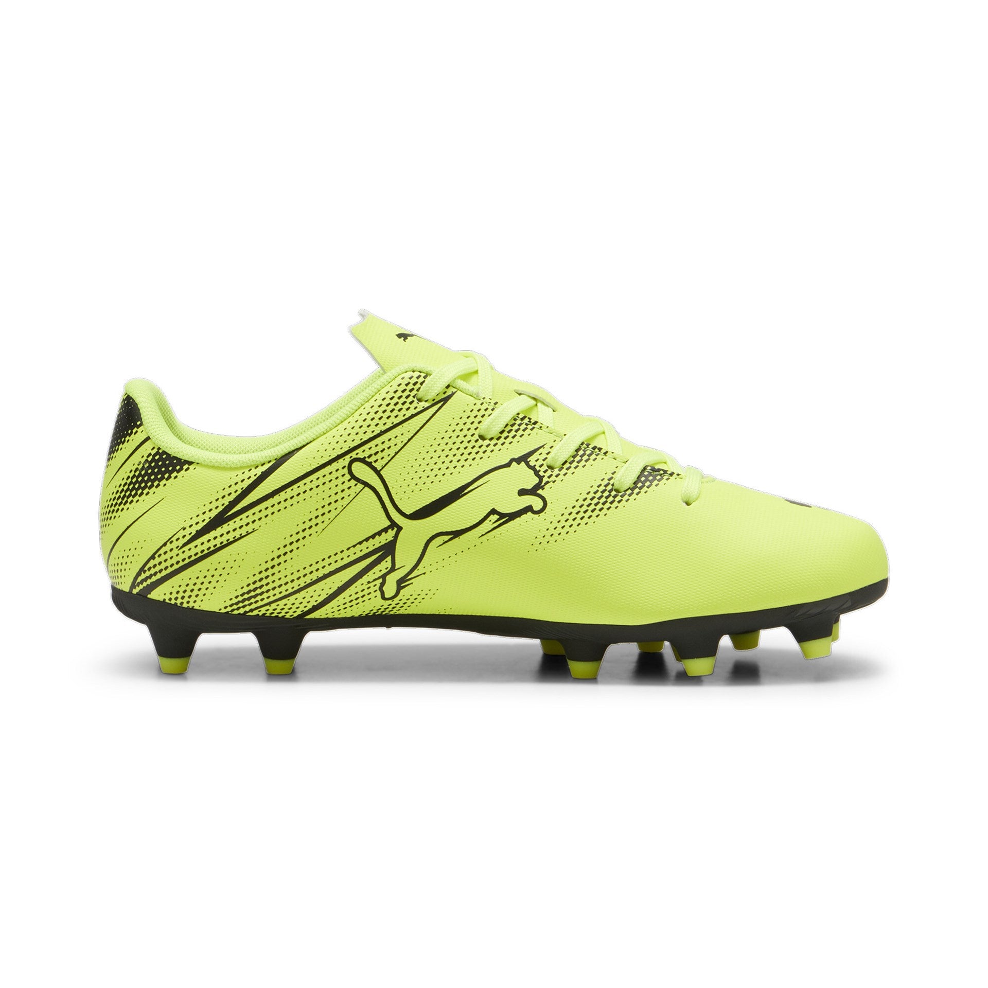 Puma Attacanto Firm Ground Junior Football Boots Electric Lime Puma Black (Yellow Black)
