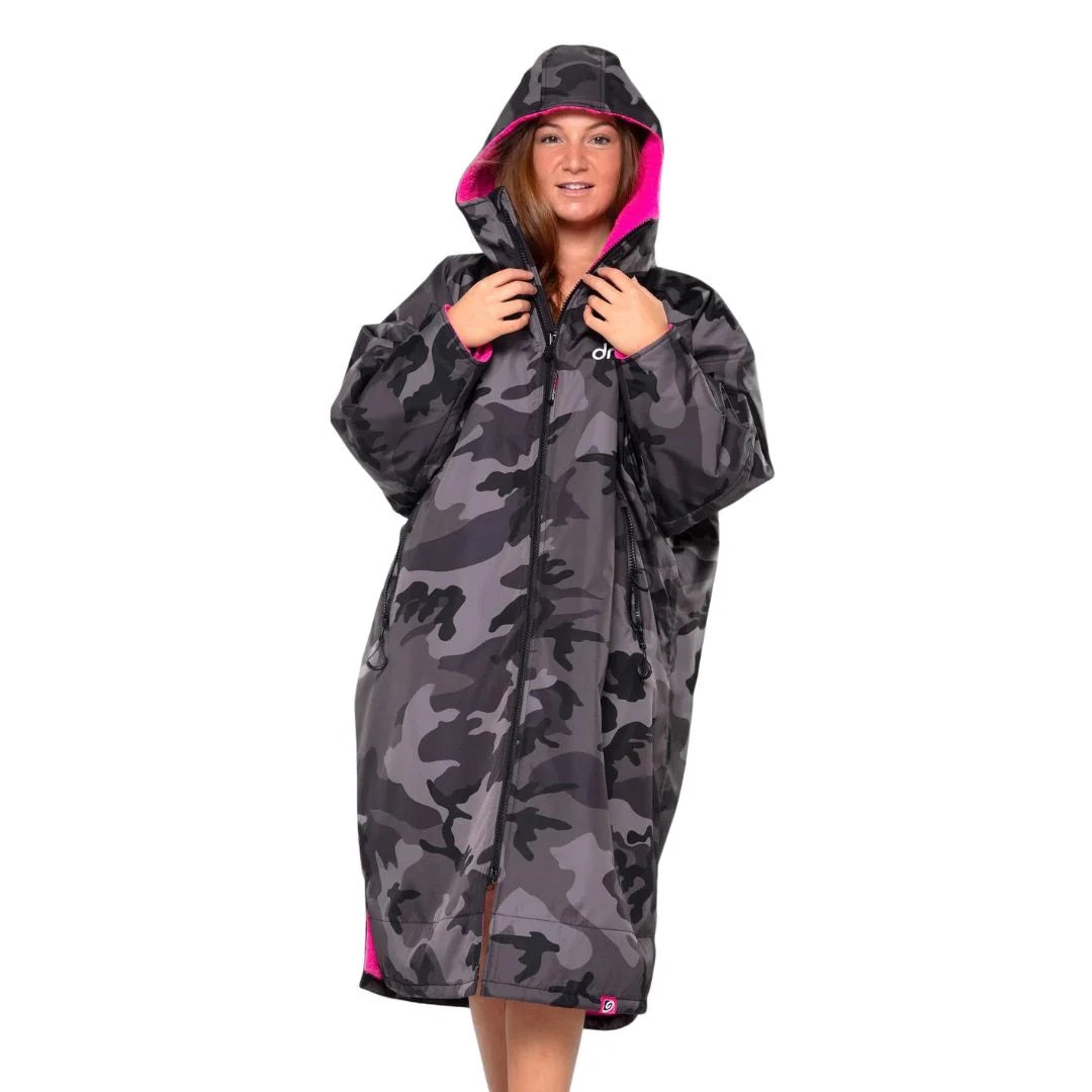 Dryrobe Advanced long Sleeve Changing Robe Black Camo Pink