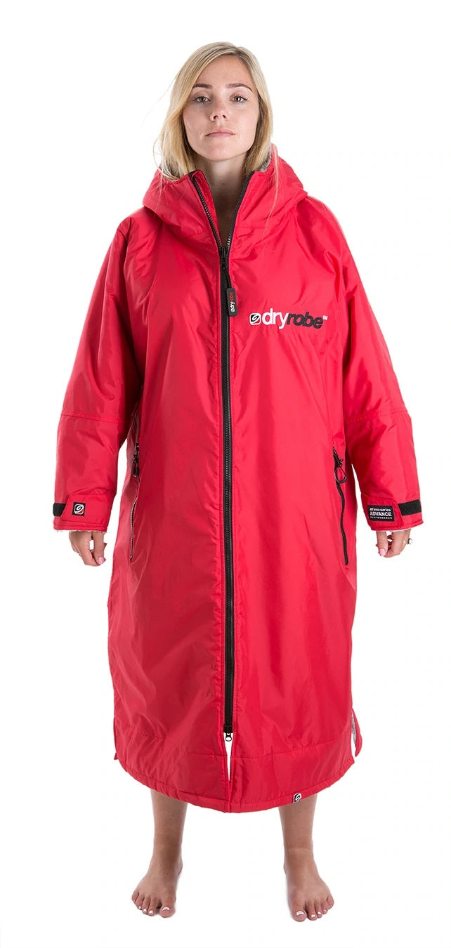 Dryrobe Advanced long Sleeve Changing Robe Red Grey