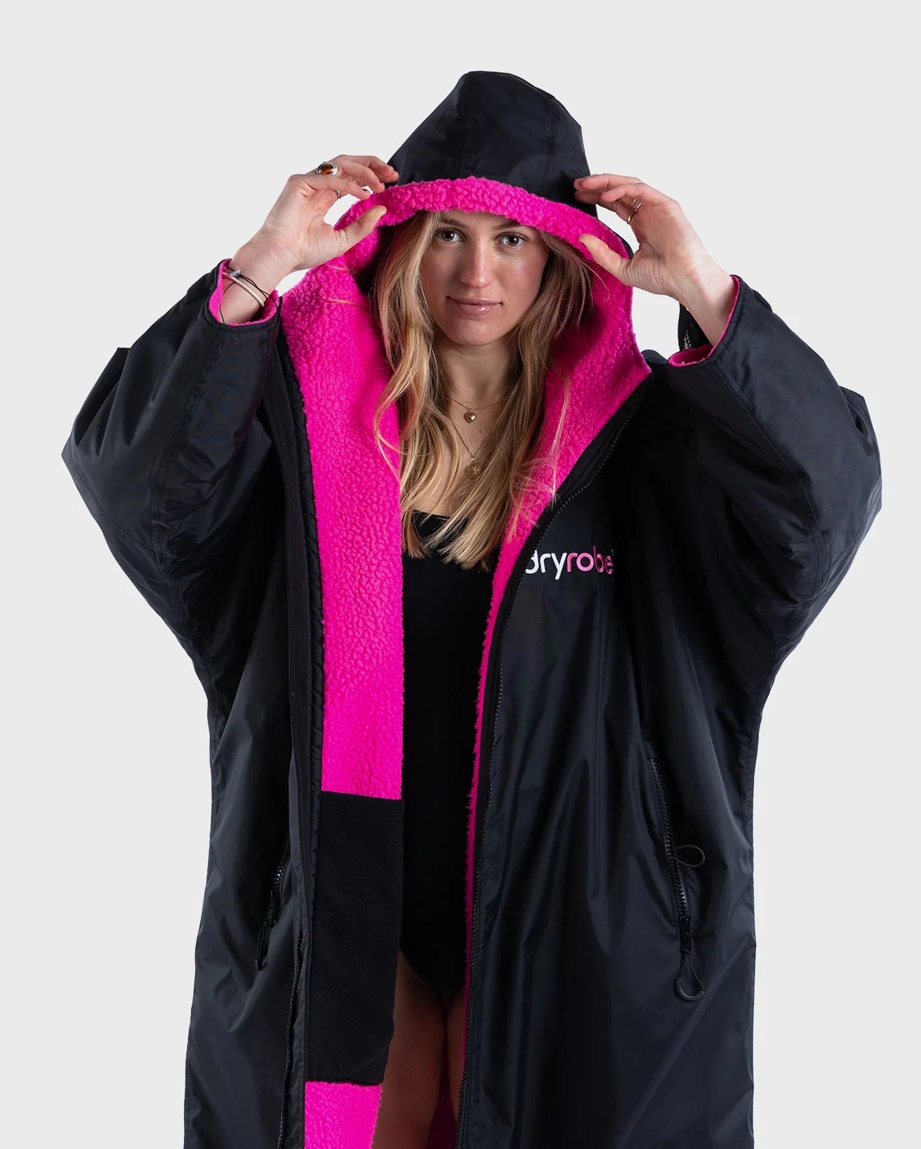 Dryrobe Advanced long Sleeve Changing Robe Black Pink