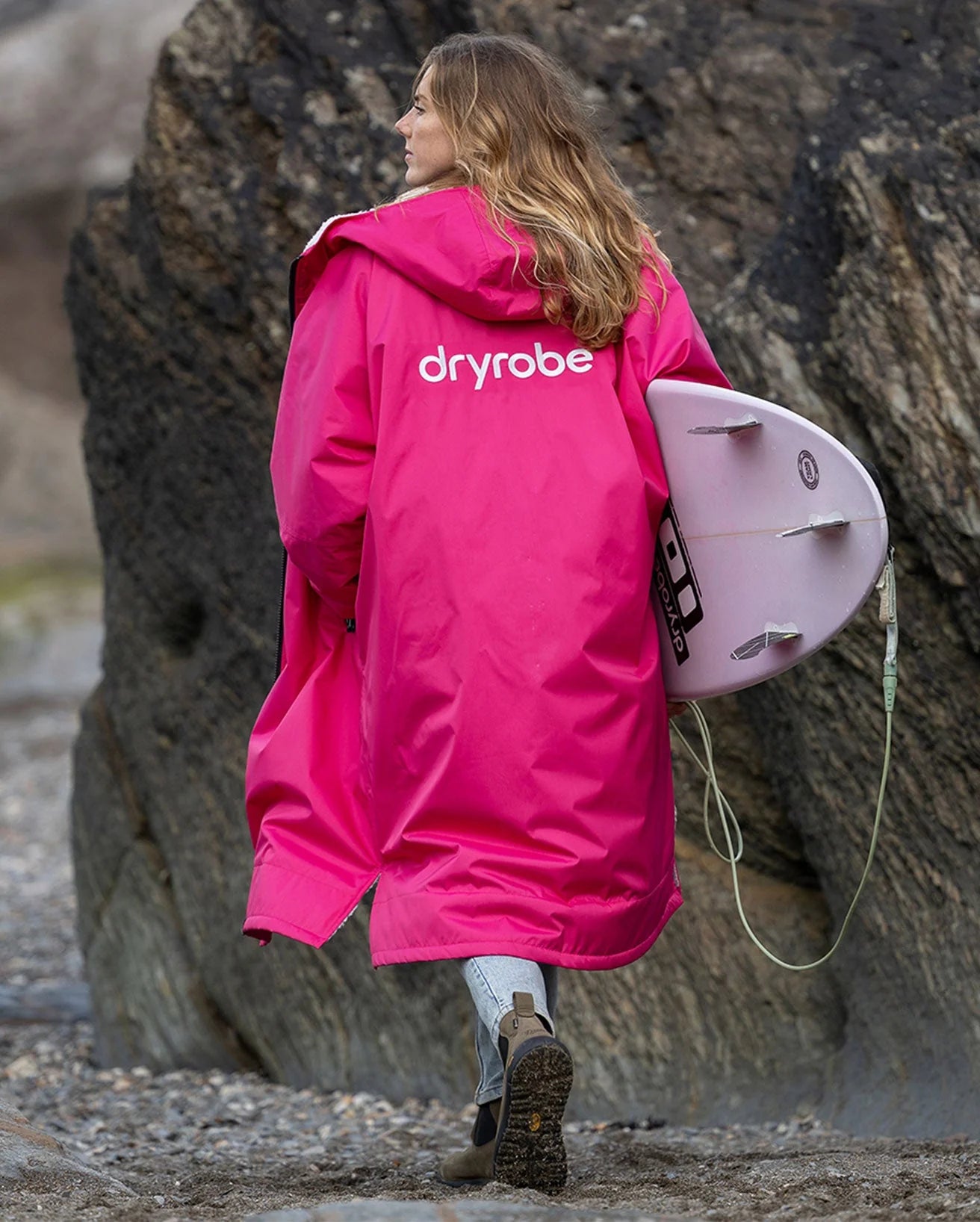 Dryrobe Advanced long Sleeve Changing Robe Pink Grey