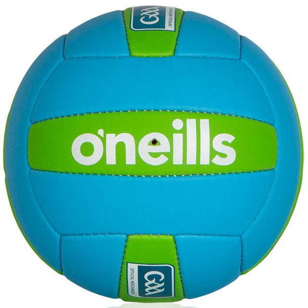 Blue and green sports ball with 'oneills' branding on a white background