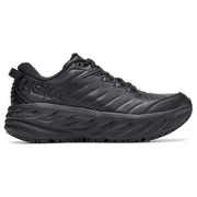 A black HOKA running shoe shown from the side against a plain white background.