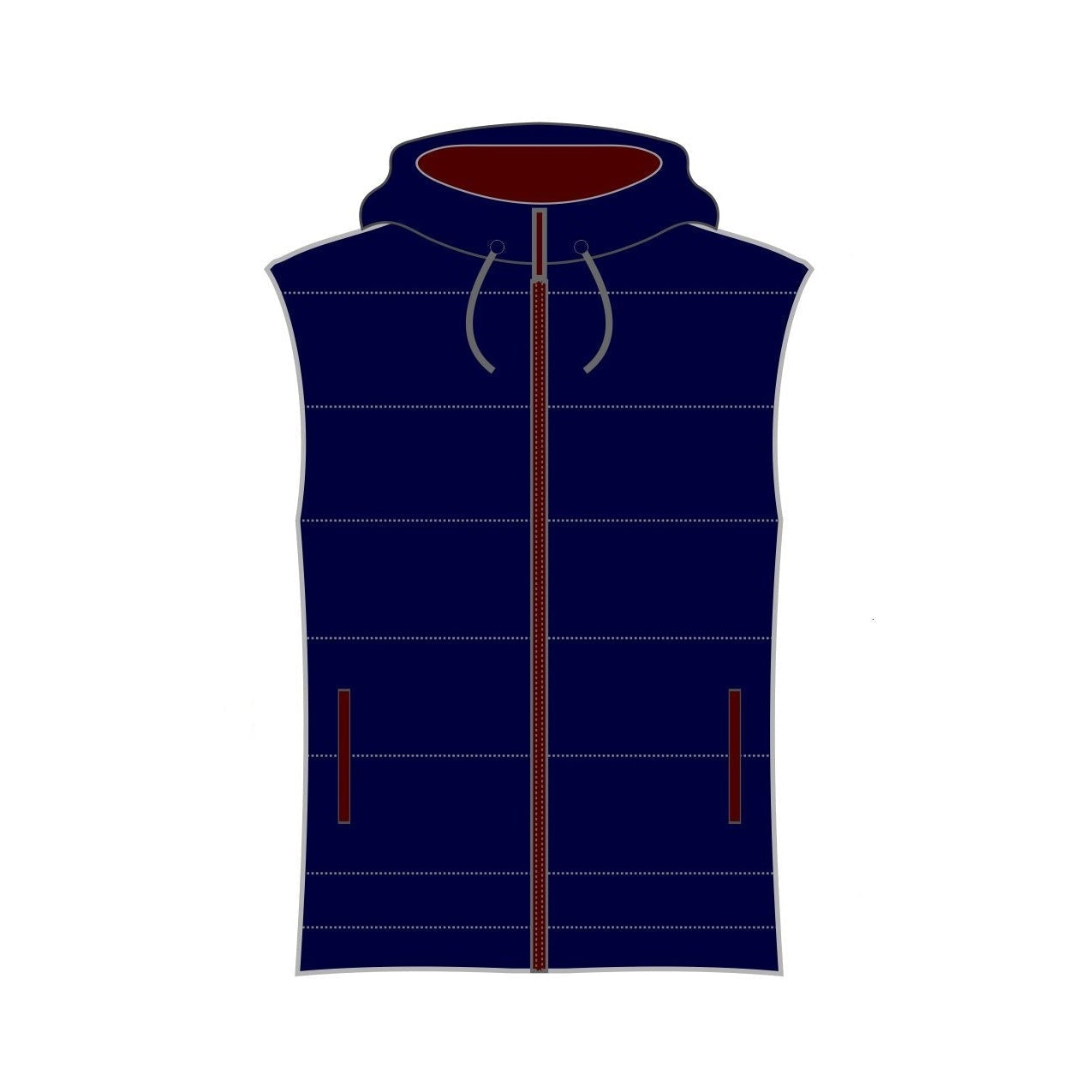 CS Padded Hooded Gilet Navy Maroon