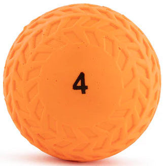 Orange golf ball with the number 4 on a white background
