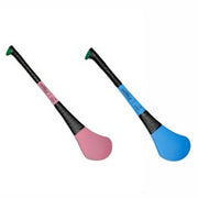 Two colorful hurls on a white background