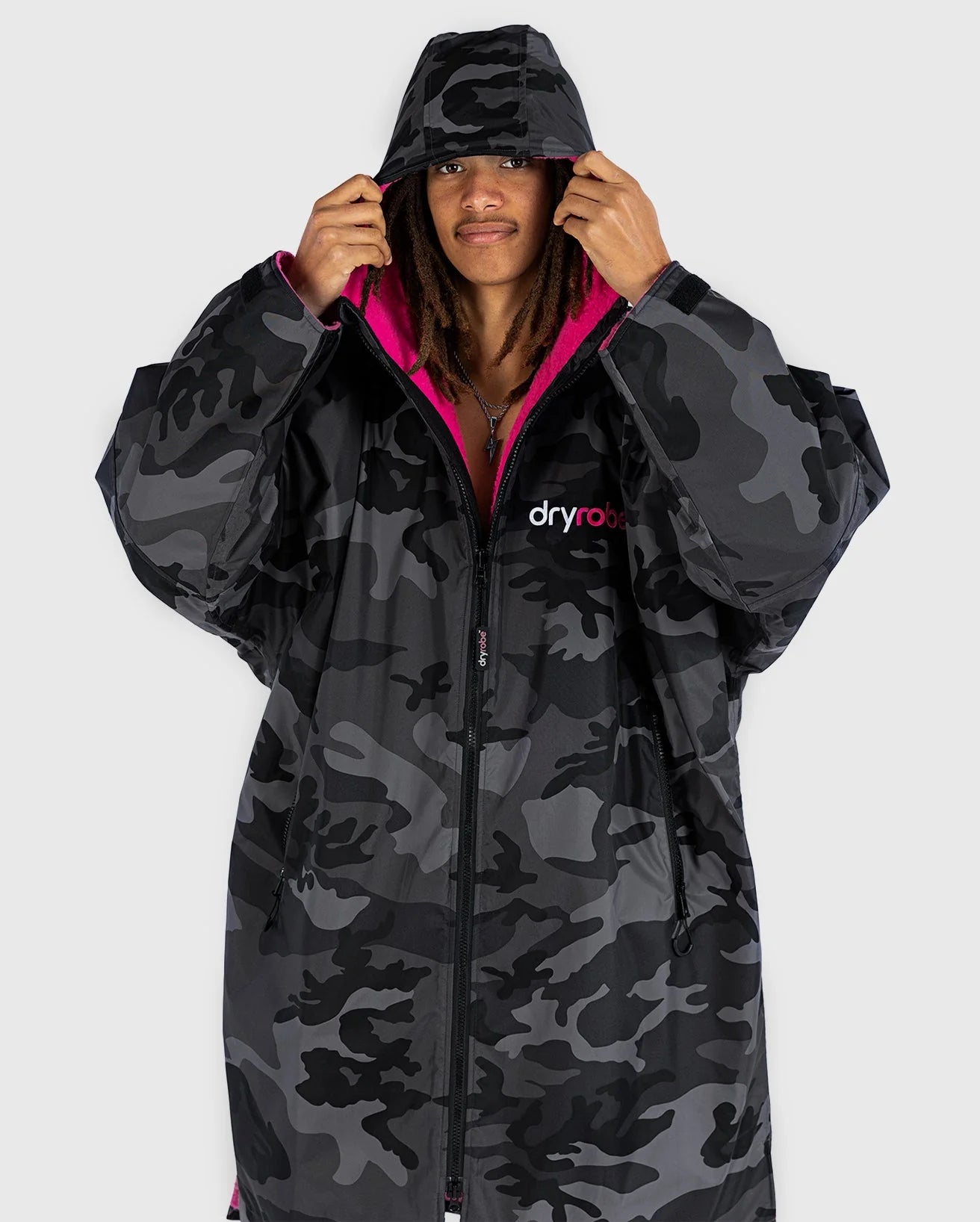 Dryrobe Advanced long Sleeve Changing Robe Black Camo Pink