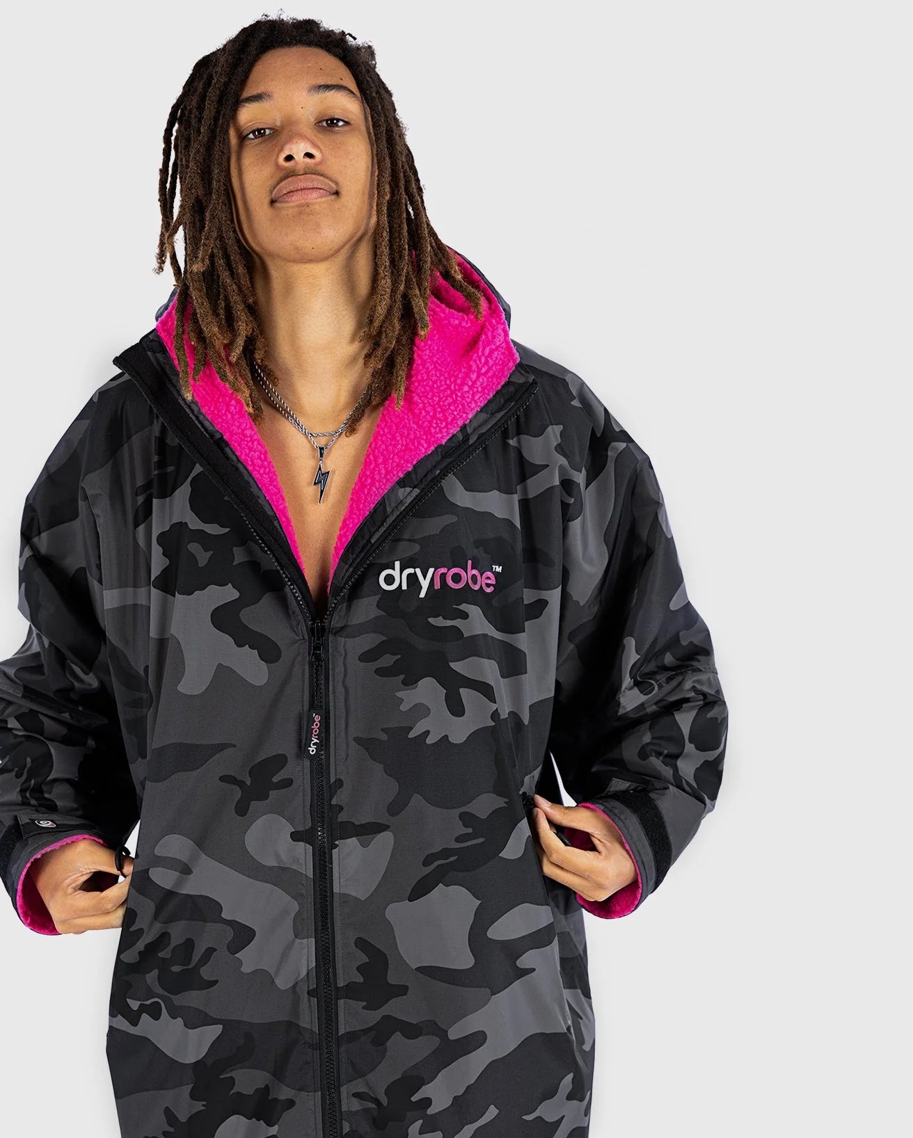 Dryrobe Advanced long Sleeve Changing Robe Black Camo Pink