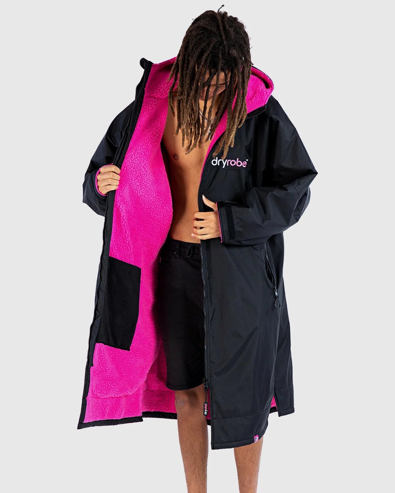 Dryrobe Advanced long Sleeve Changing Robe Black Pink