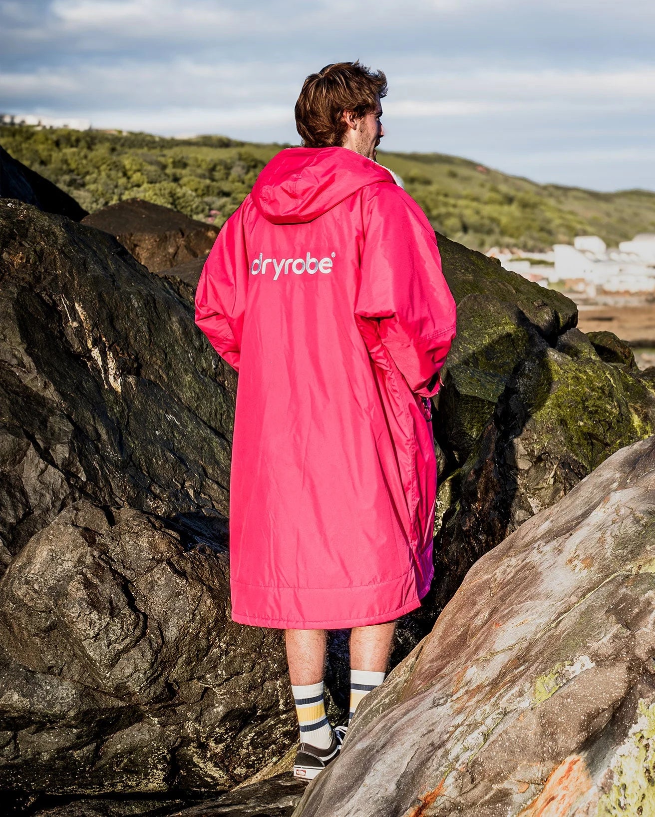 Dryrobe Advanced long Sleeve Changing Robe Pink Grey