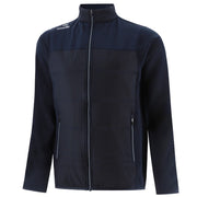 Navy blue jacket with a brand logo on a white background