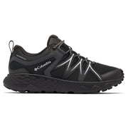 Black Columbia hiking shoe on a white background