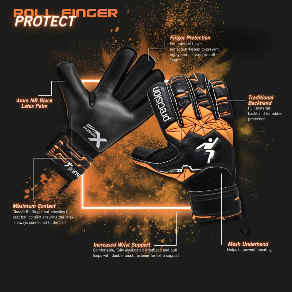 Precision Junior Fusion X Roll Finger Protect Goalkeeper Gloves