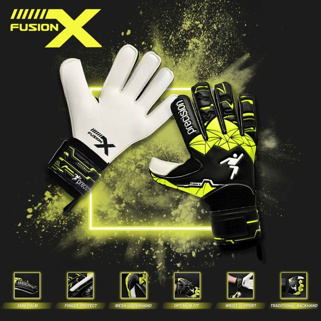 Precision Junior Fusion X Flat Cut Finger Protect Goalkeeper Gloves