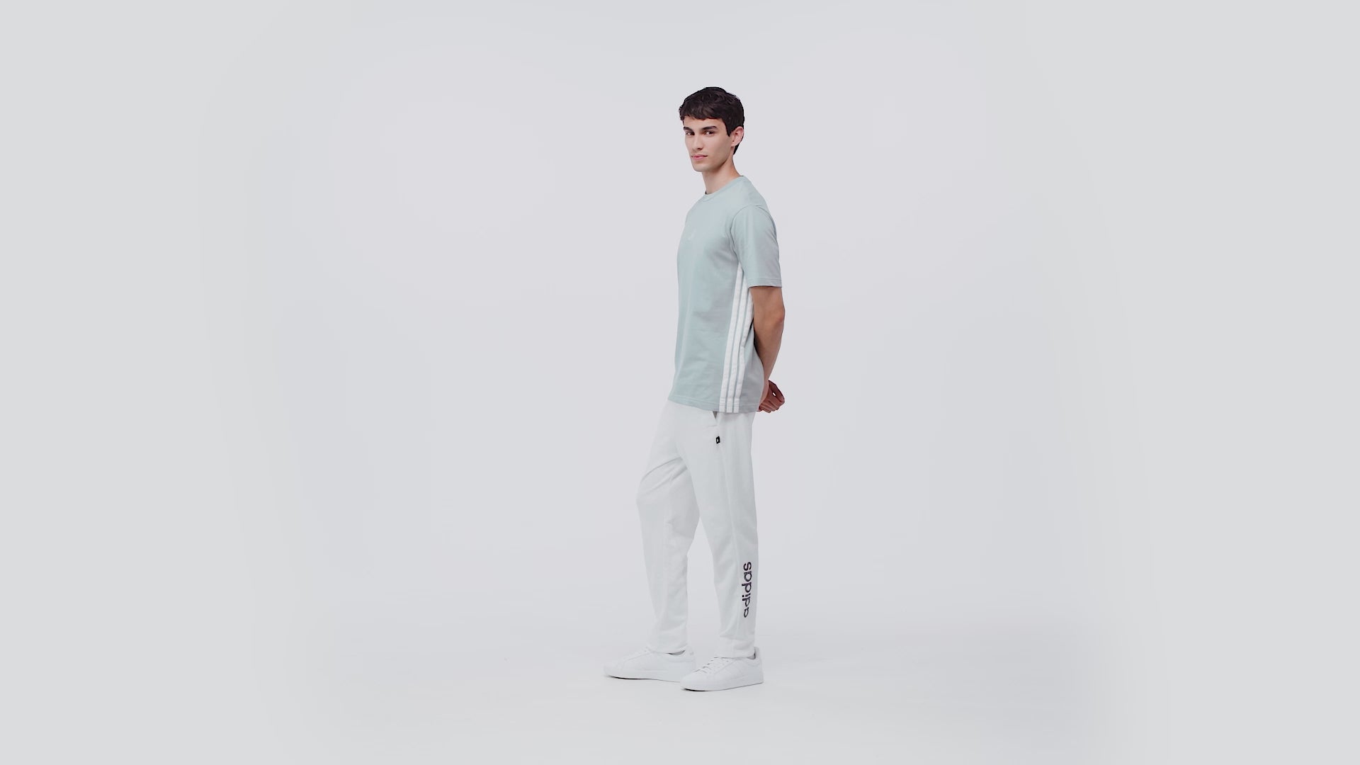 Load video: Adidas Essentials 3-Stripes Single Jersey T-Shirt