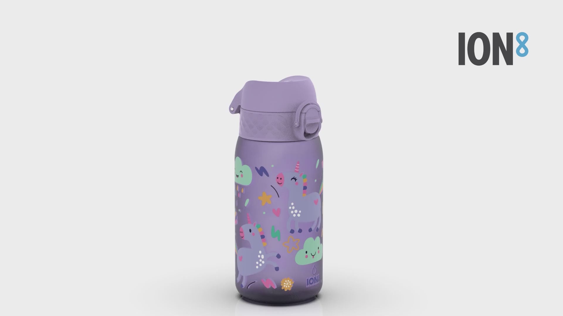 Load video: ION8 350ml Purple Unicorns Waterbottle