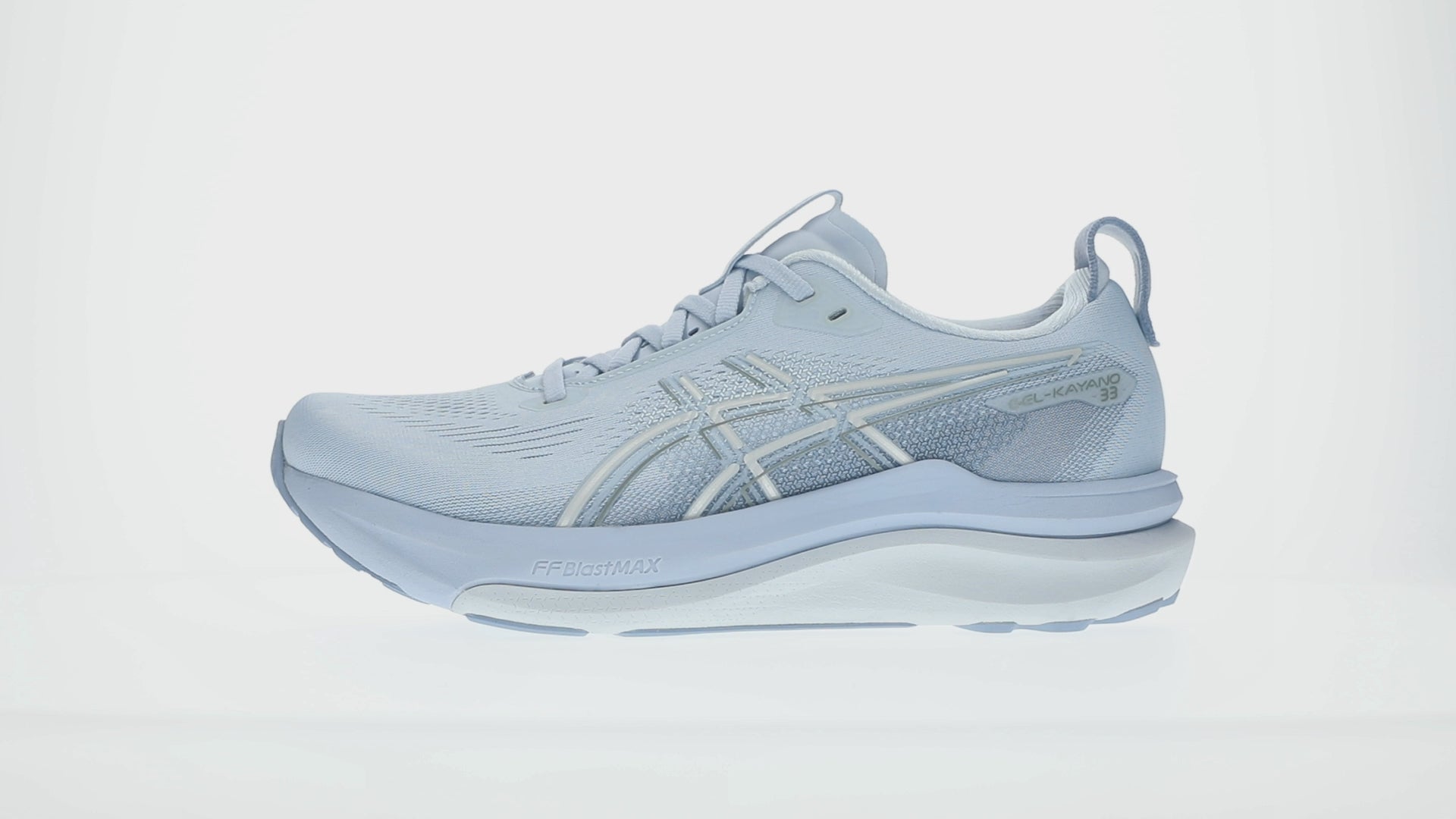 Load video: Asics Gel-Kayano 33 Women's Running Shoes Soft Sky