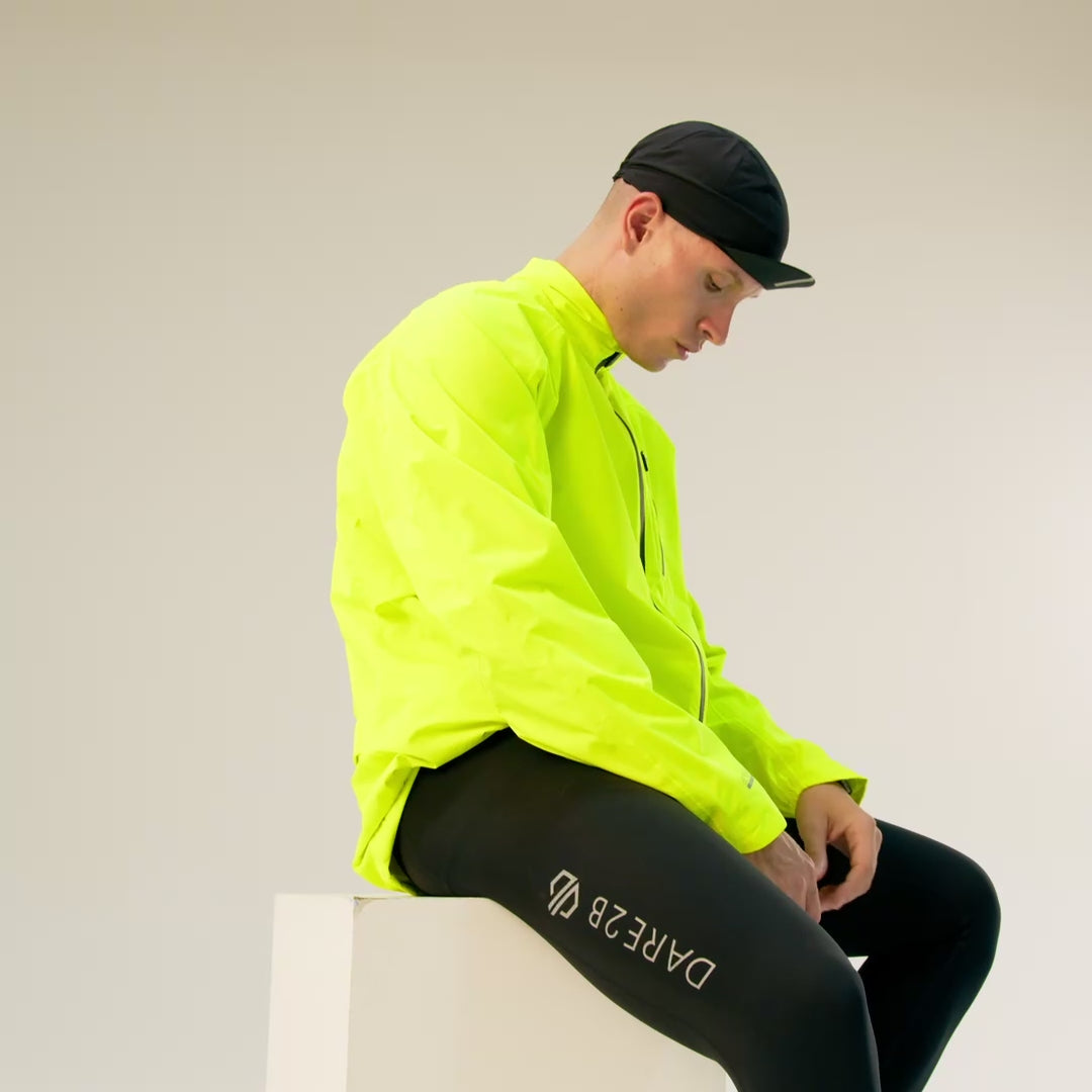Load video: Dare2b Men's Tor Cycle Jacket Fluro Yellow