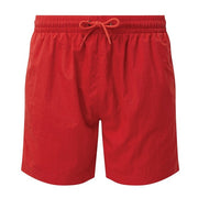 Red shorts with a drawstring on a white background