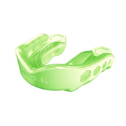 Green mouthguard with 'Gelsilk' branding on a white background