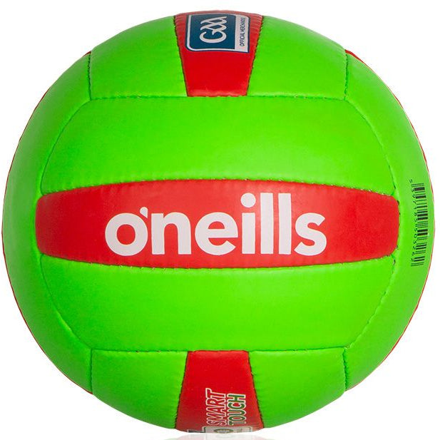 Green and red sports ball with 'oneills' branding on a white background