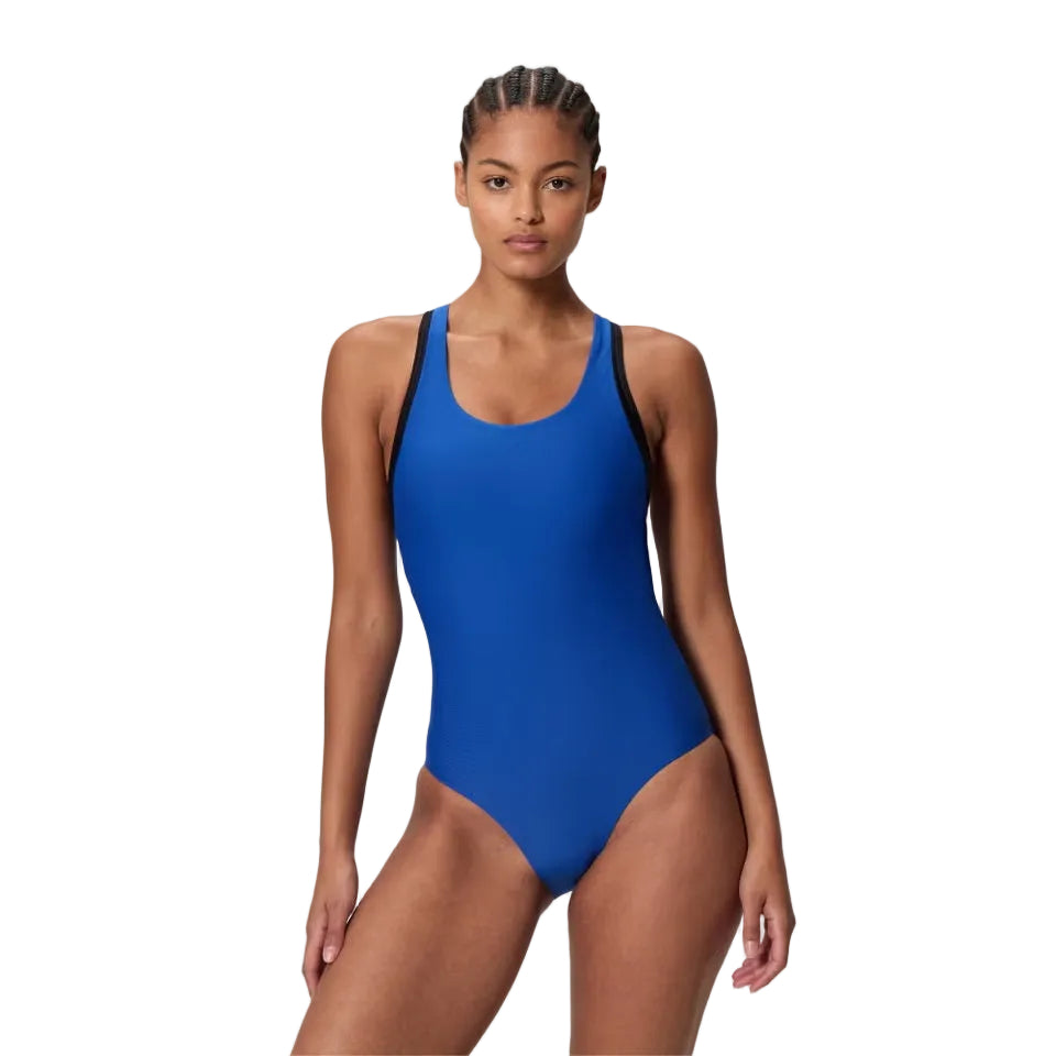 Speedo Colourblock Racerback Swimsuit Blue Black