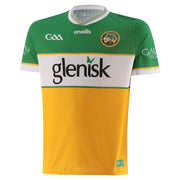 Green and yellow sports jersey with Glenisk branding on a white background