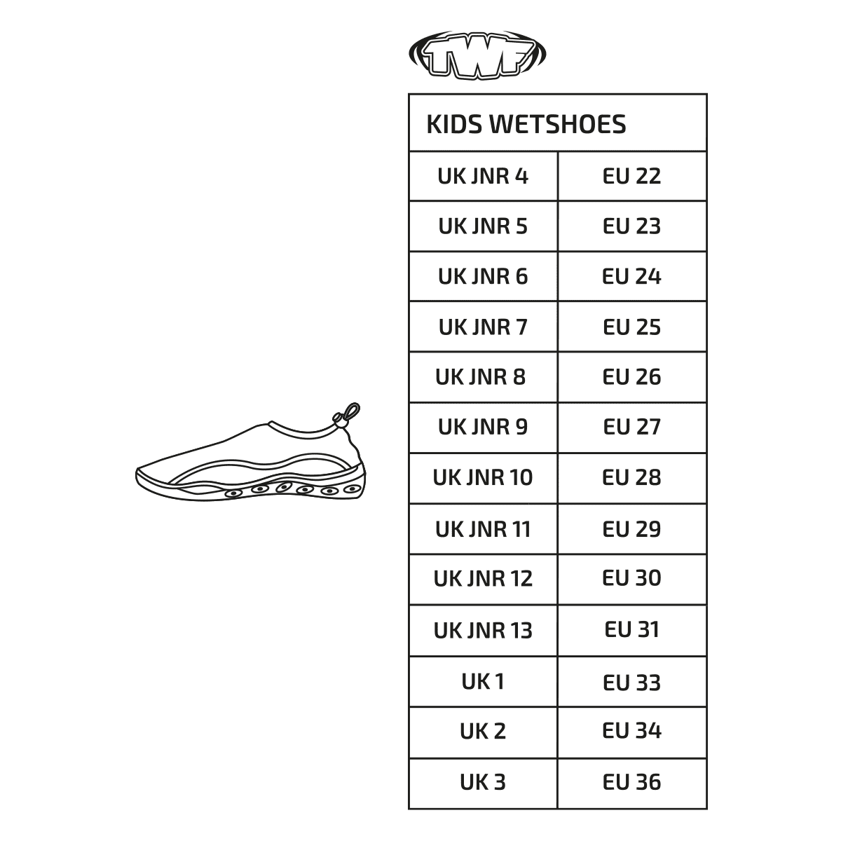 TWF Weever Wetshoe Kids Black