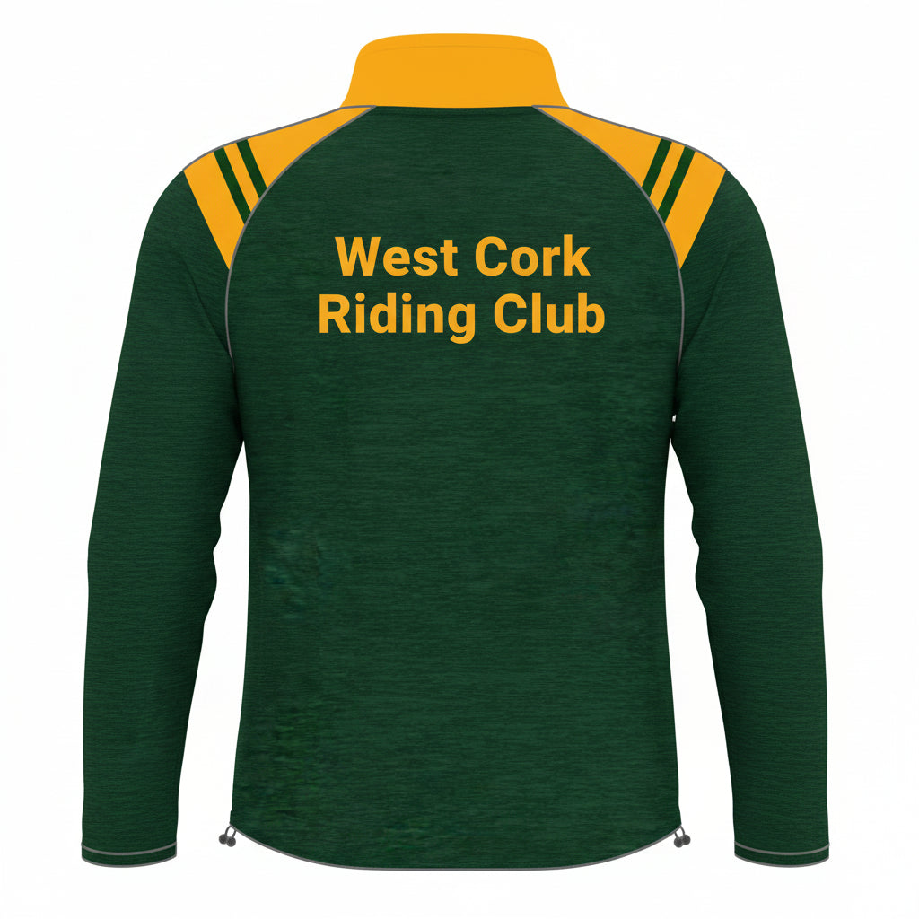Green long-sleeve shirt with yellow accents on a white background
